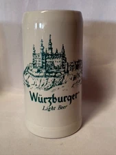 Wurzburger Light Beer Green Label Stein Ceramarte Brazil 6 1/4" Vintage