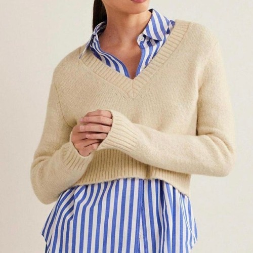 Boden Flauschiger Cropped Pullover mit V-Ausschnitt L - Bild 6 von 6