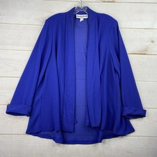 Vtg Another Thyme Cardigan Jacket Womens 18/20 Blue Glittery Semi Sheer USA Made