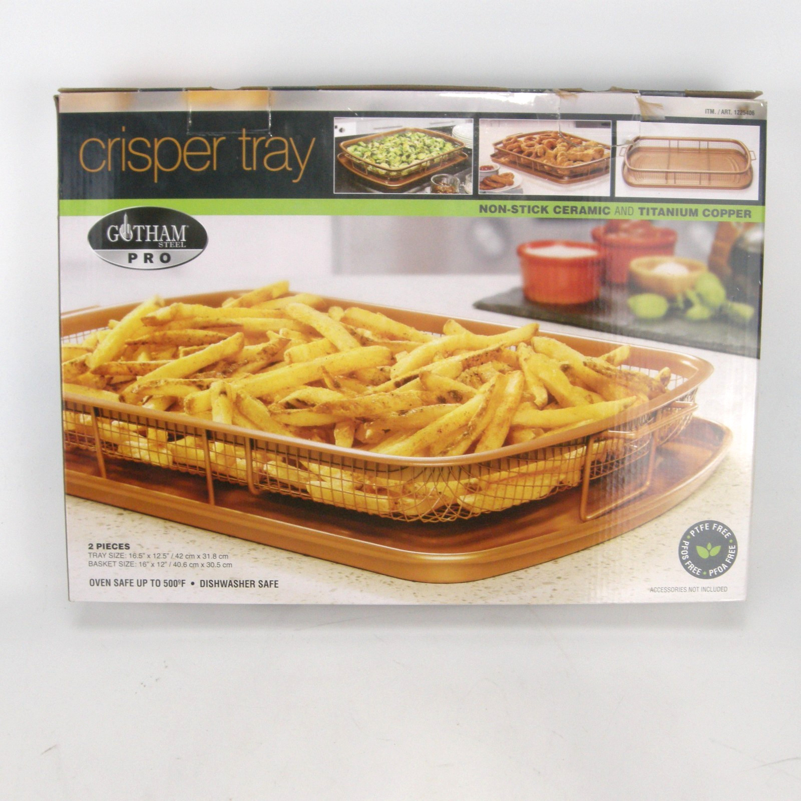 Gotham Steel Pro Crisper Baking Tray Basket Non-Stick Ceramic Titanium Copper