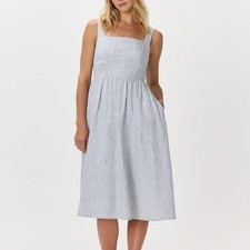 Quince 100% European Linen Fit & Flare Midi Dress Size Medium