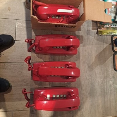 Retro Wall Mount Phone with Loud Mechanical Ringer Vintage Phones Red 