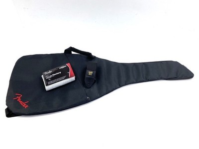 Fender Gigbag FE405 Black Electric Guitar   Ernie Ball Strap   Polish Cloth  
