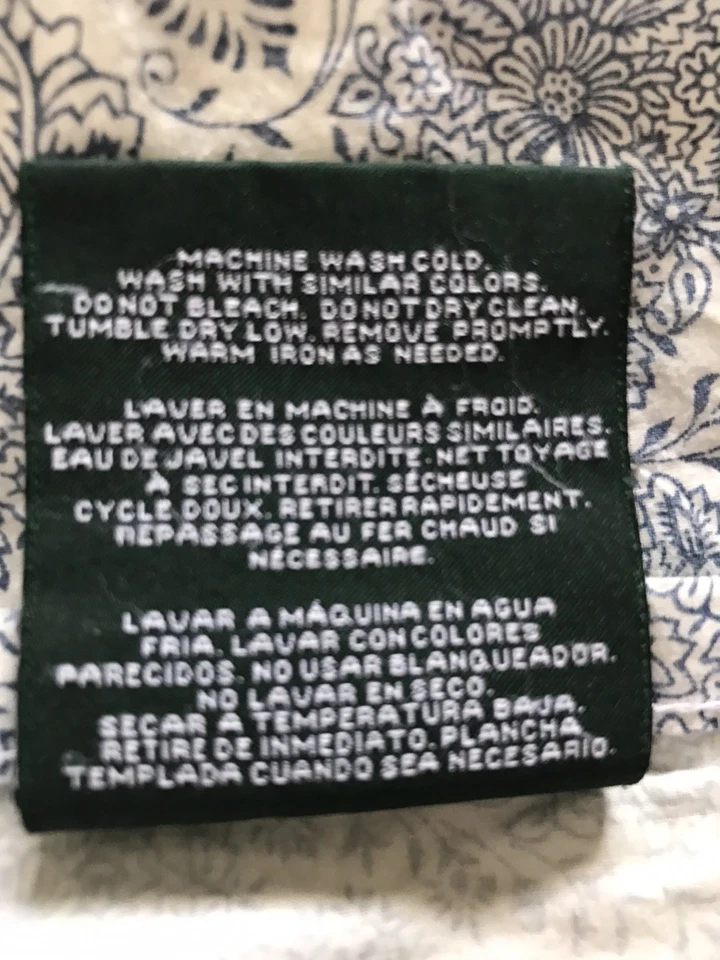 Lauren Ralph Lauren Flat King 79X93 дюйма 100% хлопок синий/белый цветочный пейсли - Изображение 2 из 4