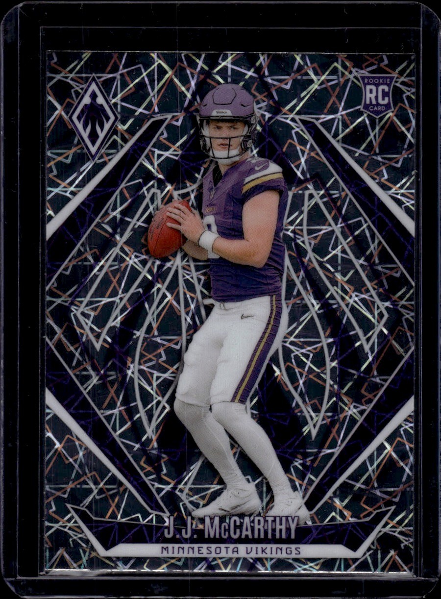 2024 Panini Phoenix Orange Lazer #185 J.J. McCarthy Minnesota Vikings Rookie