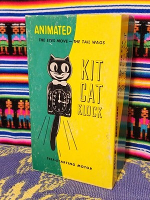 Vintage Original Black Kit Cat Klock/Wall Clock (Complete In Box, Working, 1960)