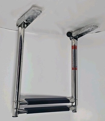 2 Steps Stainless Steel Drop Down Telescopic and Folding Boat Ladder