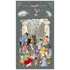 Halloween Parade  24" Gray Halloween Panel by Anita Jeram for Clothworks