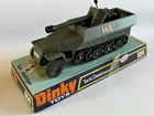 Vintage Diecast Dinky Toys #694 German Hanomag Half-track Tank Destroyer, fires