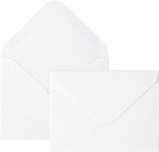White A2 Invitation Envelopes 100 Pack, 4-3/8" x 5-3/4", 120 GSM V-Flap