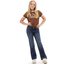 Jordache Girls Mid Rise Bootcut Denim Jeans Dark Enzyme SIZE: 18 