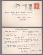 1941 KGVI John A Grant Seaford Engineering Works. 2d Glasgow Scotland