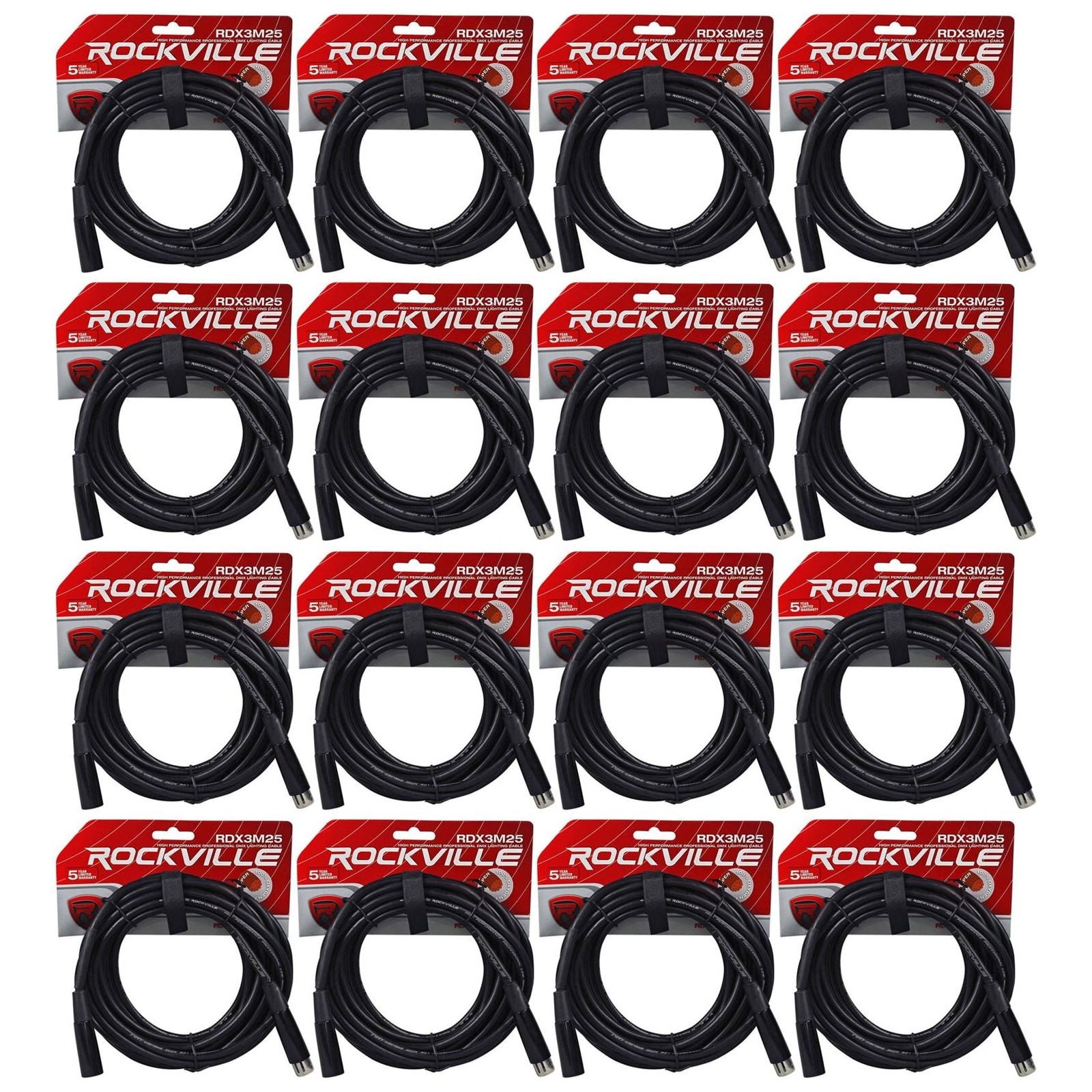 16 Chauvet DMX3P25FT 25 Foot Male 2 Female 3 Pin DMX Lighting Cables 31190₽