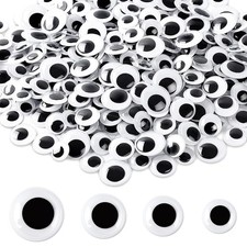 300 Pcs Round Plastic Black Googly Wiggle Eyes Self-Adhesive Large Size 15 mm...