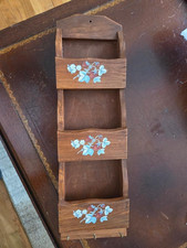 Vintage Wooden Wall Mount Mail Rack Rustic Colonial With Box