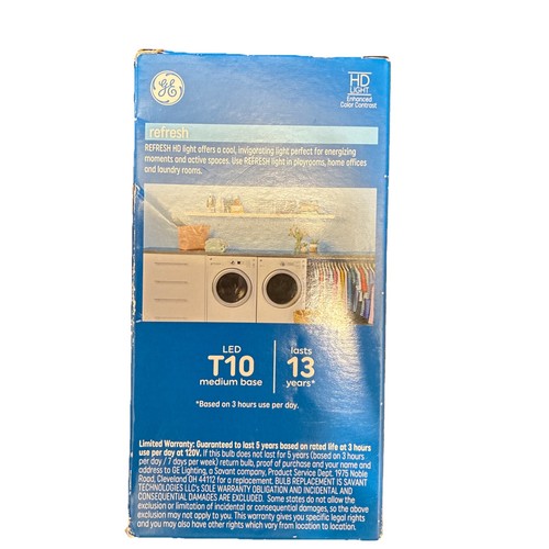 2pk GE Decorative 60-Watt 8.5w T10 Medium Base LED Daylight Dimmable HD Lighting - Picture 3 of 3