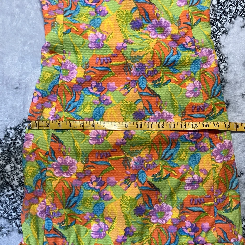 Vestido De Colección Años 60 The Lilly Pulitzer Para Mujer Cambio Colorido Audaz Detalle de Borde Trenzado Foto 3 de 4