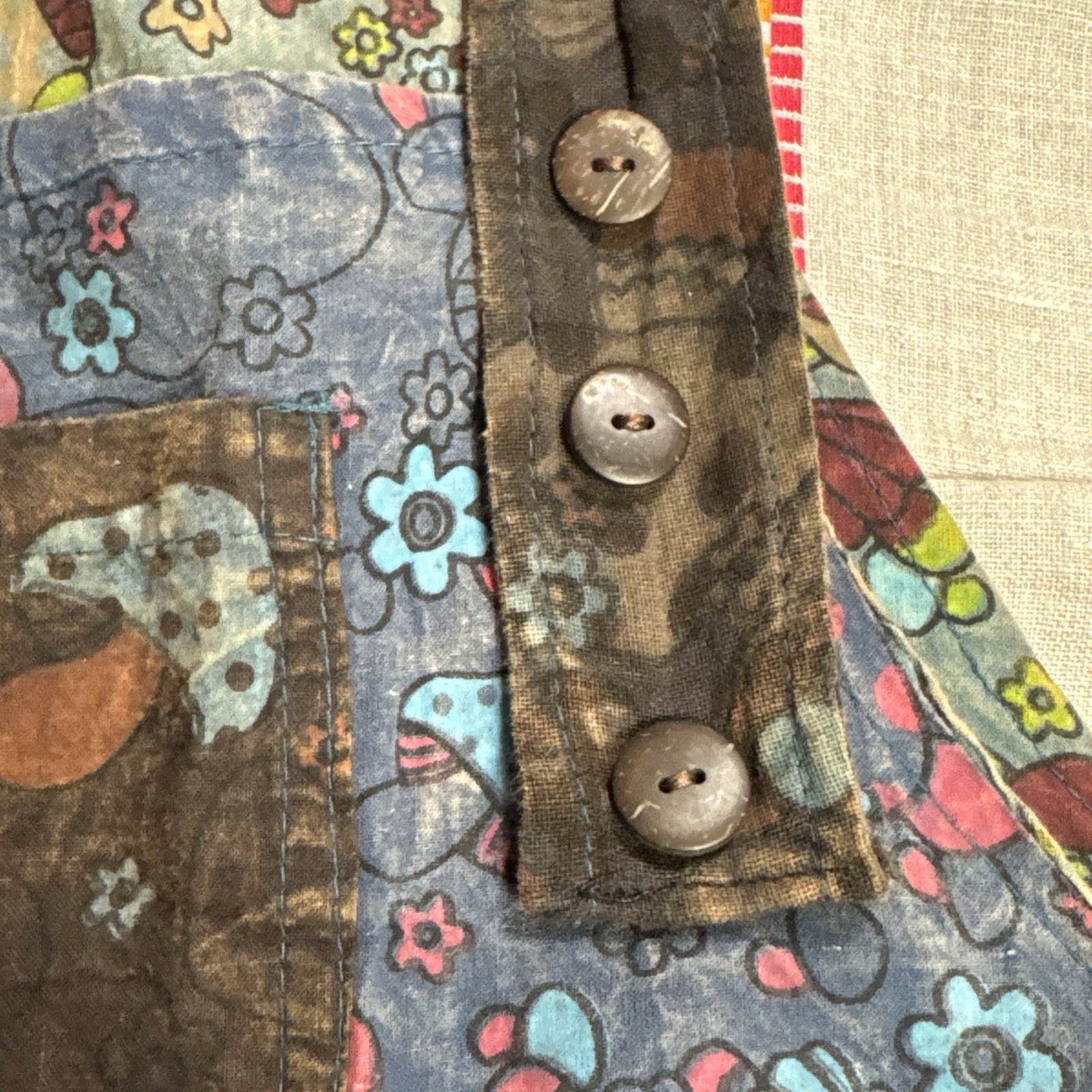 Overalls Hippie Patchwork Mushroom Kathmandu Impo… - image 19