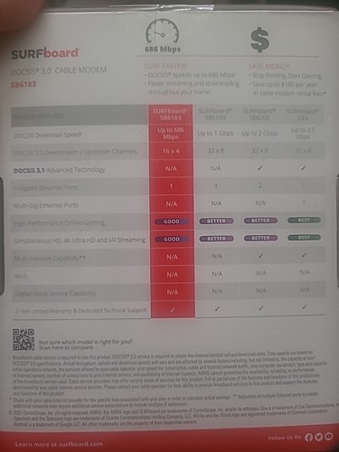 ARRIS SURFboard SB6183 Cable Modem 16x4 Channels DOCSIS 3.0 1 Gbit Cox Spectrum - Afbeelding 6 van 6
