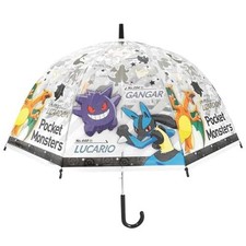 Pokemon Vinyl Umbrella 55cm Black  Gray Stripe Push Button Type New Japan