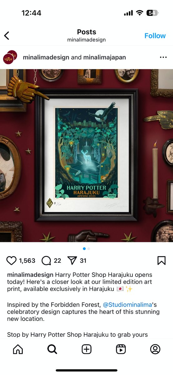 Harry Potter Harajuku Opening 2025 MinaLima Signed Limited Print