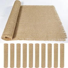 10 Pack 13 x 72 Inch Tassel Burlap Table Runners,Natural Rustic Jute Table Ru...