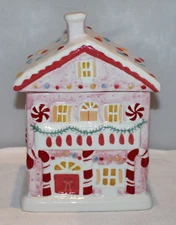 10 Strawberry Street pink gingerbread house Cookie Jar Christmas holiday