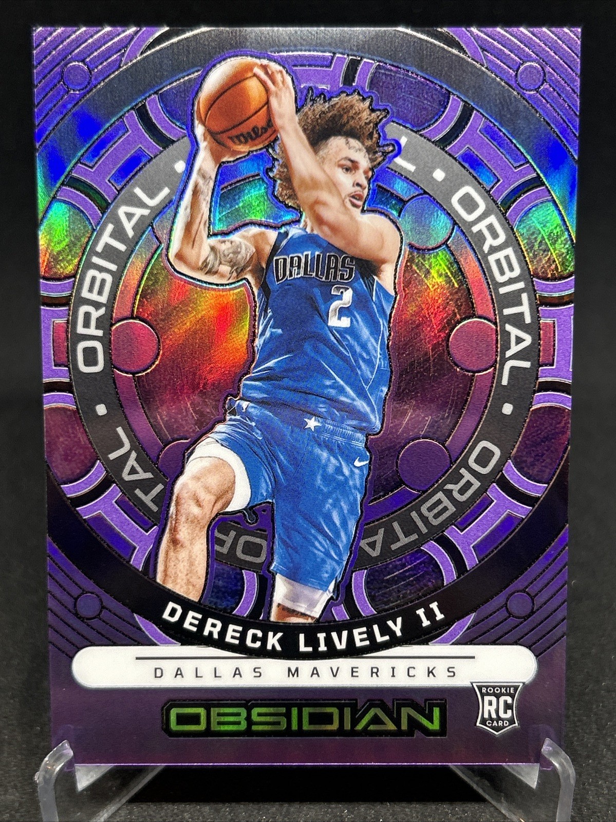 2023-24 Dereck Lively Obsidian Orbital Etch Purple Flood #9 RC /49 Mavs