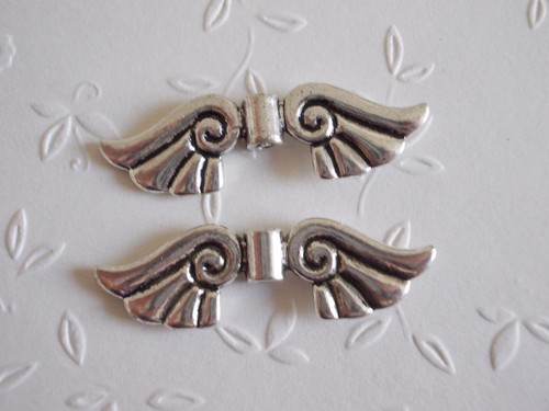 Ala de ángel XL perlas de metal alas de ángel espaciador plata 44 mm selección - Imagen 6 de 7