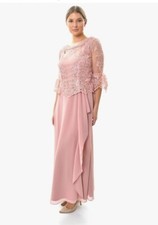Le Bos Womens Formal Embroidered Lace Bodice Draped Skirt Maxi Dress Size 10