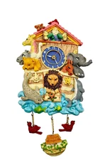 Noah's Ark Wall Clock Musical Chimes Battery Operated Working 3D Animals Vtg B