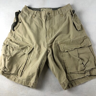 American Eagle Cargo Shorts Mens 30 Beige Khaki Vintage Pockets Distressed