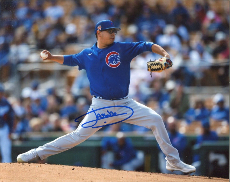 JAVIER ASSAD Chicago Cubs signed Photo in action 2023 Away uniform COA