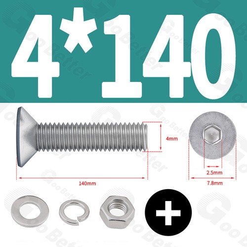 M4 M5 M6 Bolts and Nut Washer Socket Countersunk Hex Screws Set A2 Stainless - Picture 39 of 94