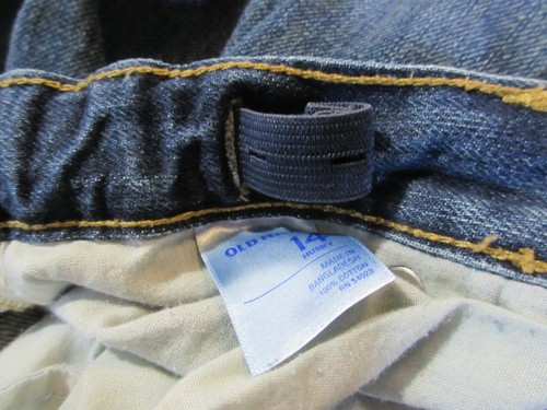 Old Navy Boys Distressed Whisker Faded Adjustable Waist Blue Jeans 14 Husky - Picture 7 of 8