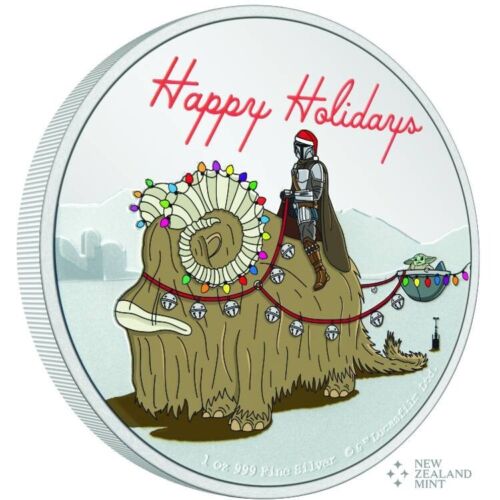 2024 Star Wars Mandalorian Greetings 1 oz Silver Colored Proof Coin Agoro Niue - Picture 2 of 5