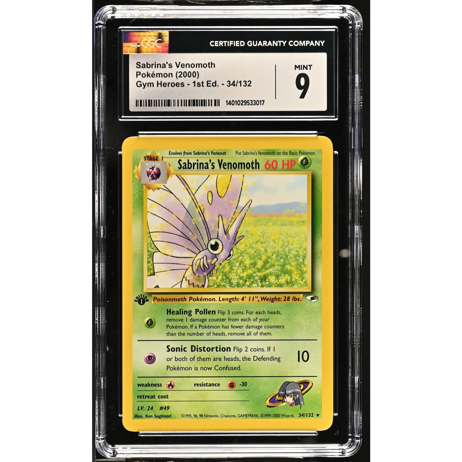 CGC 9 MINT Sabrina's Venomoth 1st Edition 34/111 Pokemon Gym Heroes (PSA/BGS)