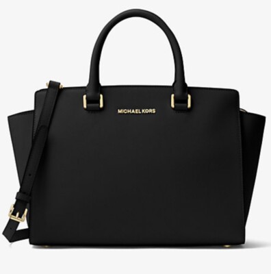 Michael Kors Selma Saffiano Leather Satchel Black