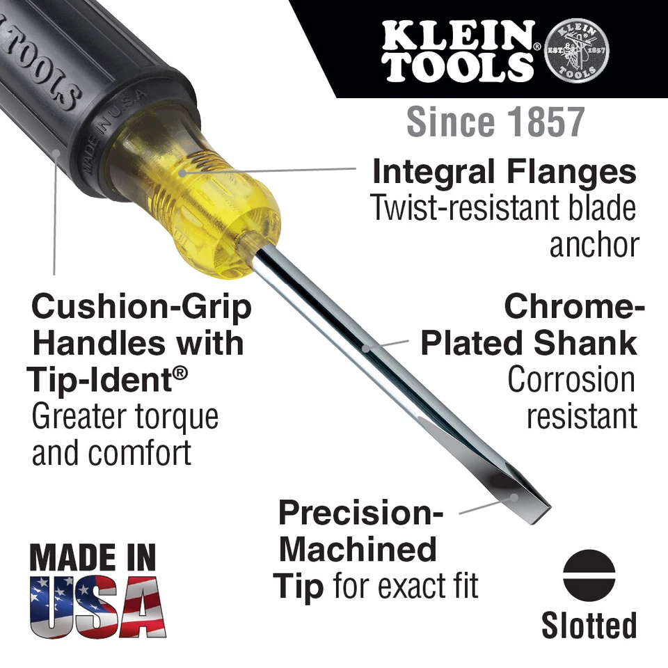 Klein Tools 607-3 3/32" Cabinet Tip Miniature Screwdriver with 3" Round Shank - Image 2 of 2