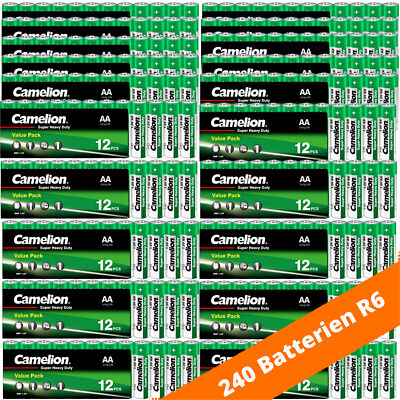 240 x Camelion R6 AA Mignon Batterien Super Heavy Duty 1,5V Zink Kohle Folie