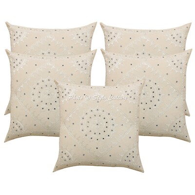 Dekorative Wohndeko 24 x 24 Zoll Kissenbezug Bestickt Boho Sofa Kissenhülle