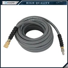 100ft x 3/8" High Pressure Washer Hose 4000 PSI Gray With Couplers