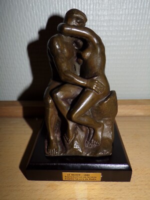 Reproduction Sculpture Le Baiser De Rodin – Bronze, Style 1980, Très Bon état