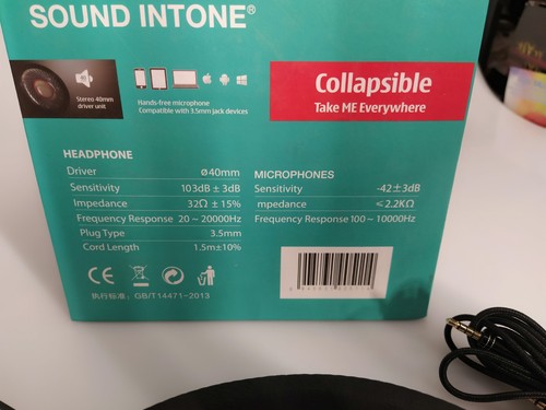 Sound Intone CX05 HIFI Auriculares Estéreo Bajo Diseño Modo Plegable Negro - Imagen 5 de 7