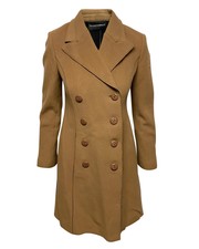 Emporio Armani Double Breasted Trench Coat In Brown Virgin Wool Intm