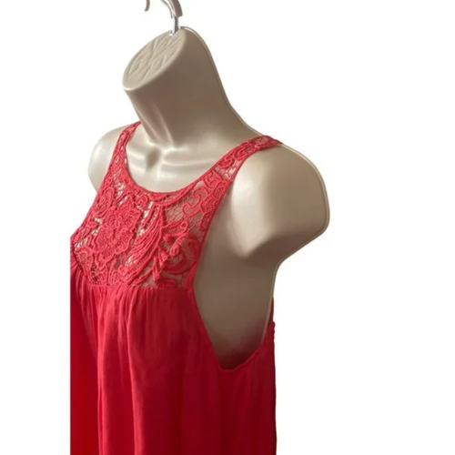 NWT Nordstrom BB Dakota Coral Orange Red Sleeveless Mini Lace Crochet Dress - Picture 17 of 24