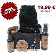 ✅️ set completo cura barba olio balsamo shampoo pettine spazzola forbici baffi 