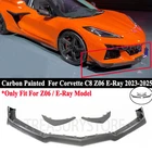 For Corvette C8 Z06 E-Ray 23-2025 Carbon Look Front Bumper Lip Splitter &Canards