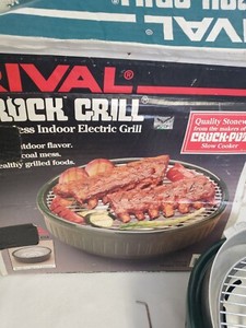 VTG Indoor Electric Ceramic Grill RIVAL Crock Green 5730 Round 12"