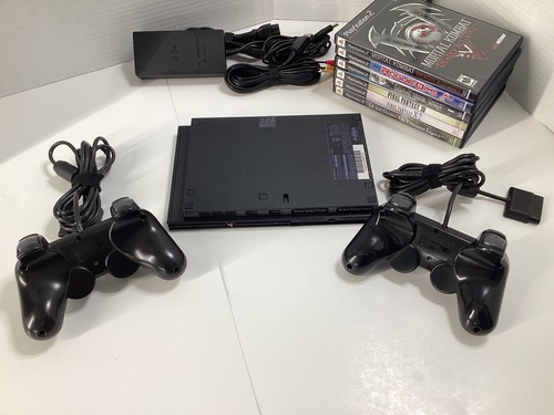 Sony PS2 Slim Konsole mit 6 Spielen -2 Original Fernbedienungen und Kabel-gereinigt-getestet-funktioniert - Bild 5 von 22